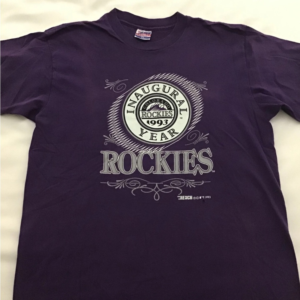 Vintage 1993 Colorado Rockies Inaugural Season Tee XL Single Stitch Trench Tag